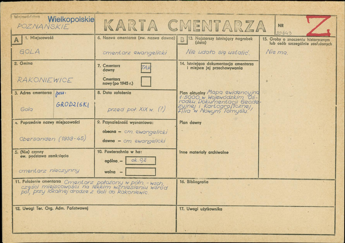 KC - Karta cmentarza, skan nr 1