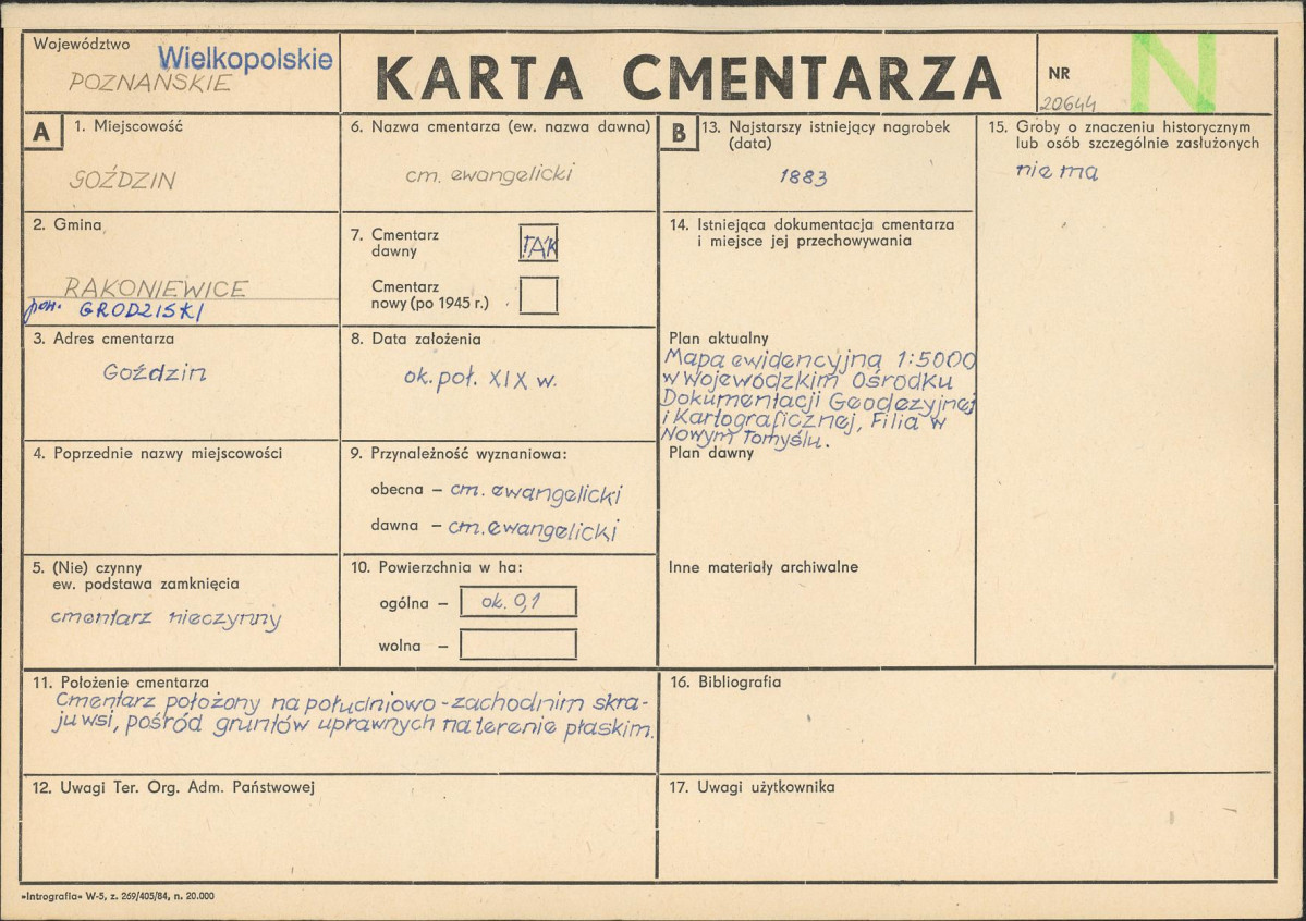 KC - Karta cmentarza, skan nr 1