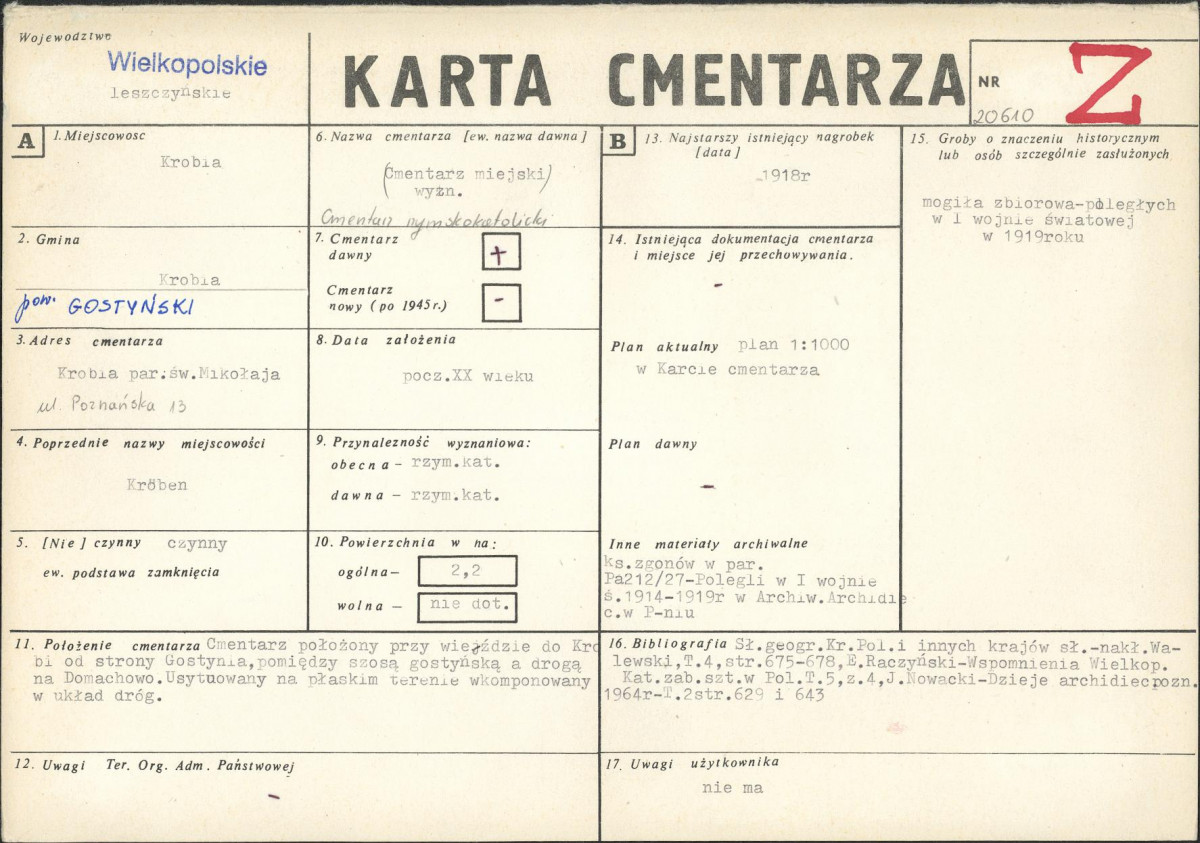 KC - Karta cmentarza, skan nr 1