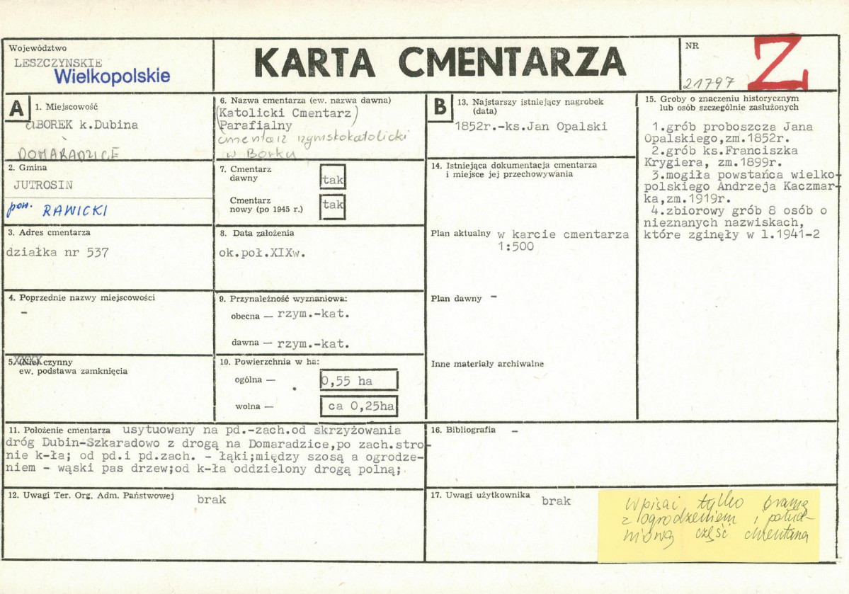 Karta cmentarza, skan nr 1