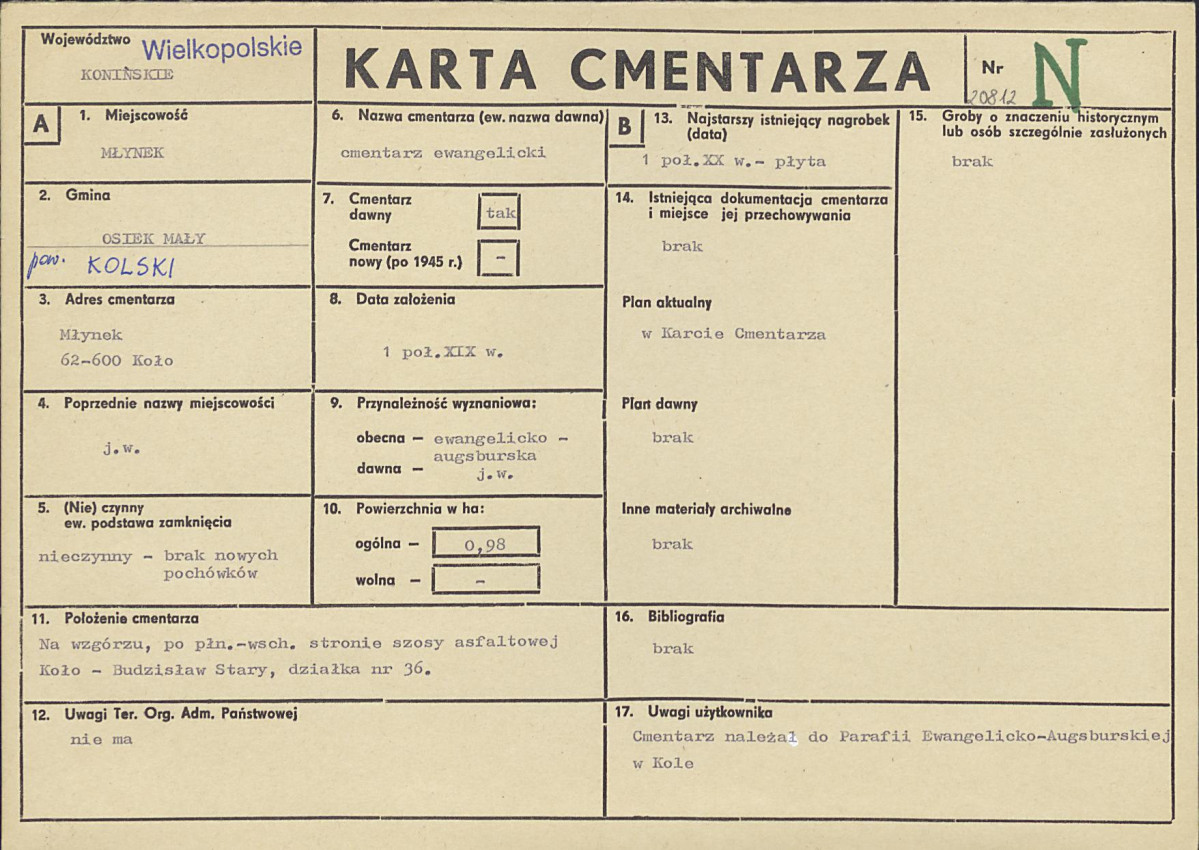KC - Karta cmentarza, skan nr 1