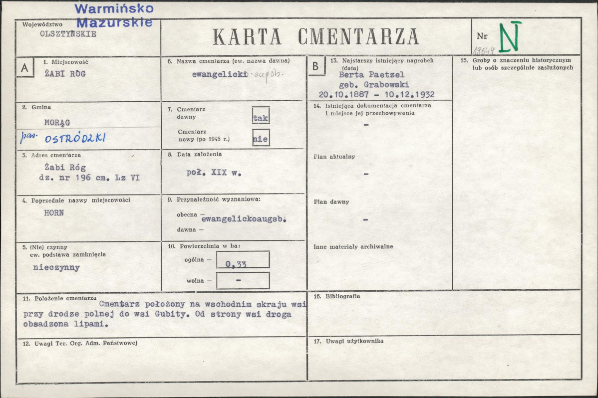 Karta cmentarza, skan nr 1