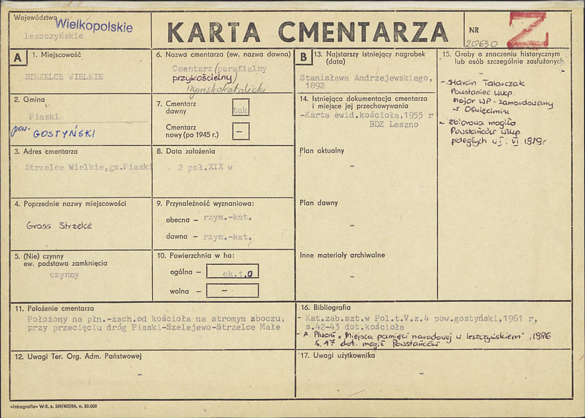 KC - Karta cmentarza, skan nr 1