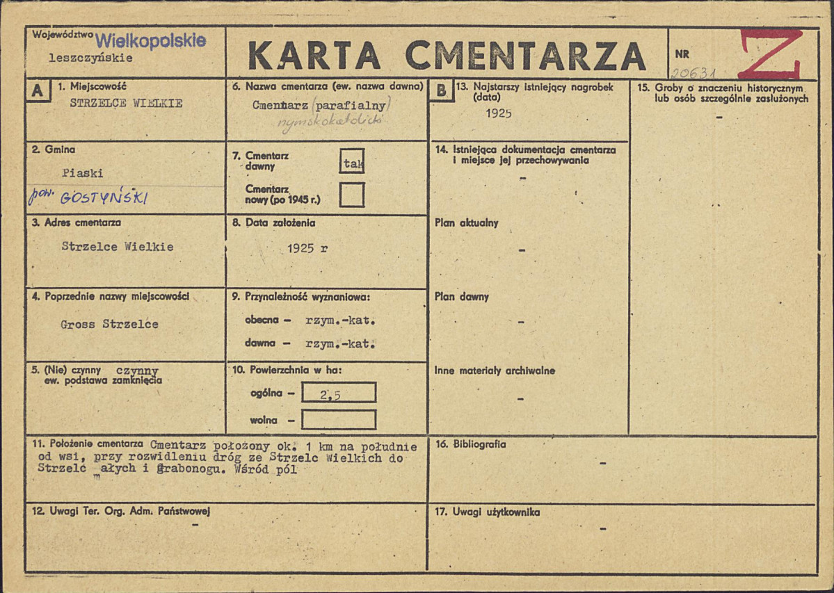 KC - Karta cmentarza, skan nr 1
