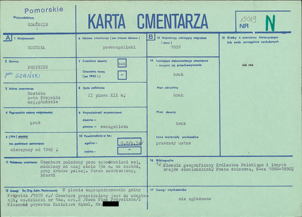 KC - Karta cmentarza, skan nr 1