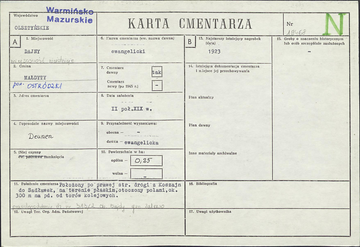 KC - Karta cmentarza, skan nr 1