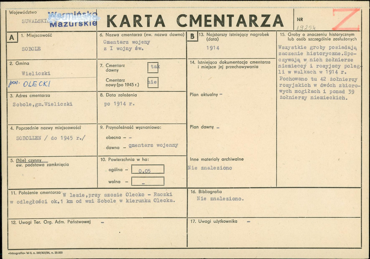 Karta cmentarza, skan nr 1