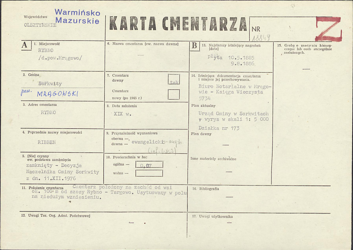Karta cmentarza, skan nr 1