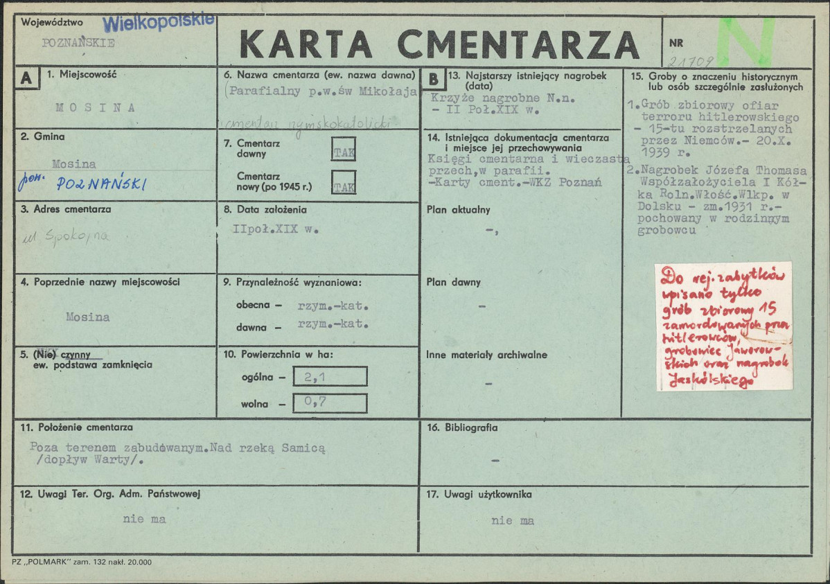 KC - Karta cmentarza, skan nr 1