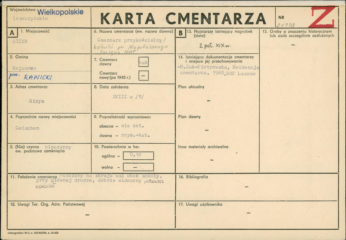 Karta cmentarza, skan nr 1