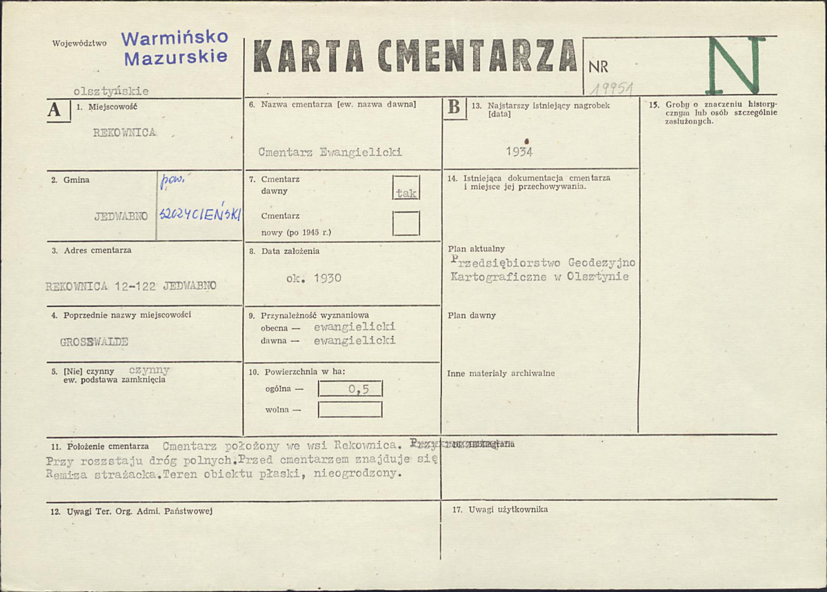 Karta cmentarza, skan nr 1