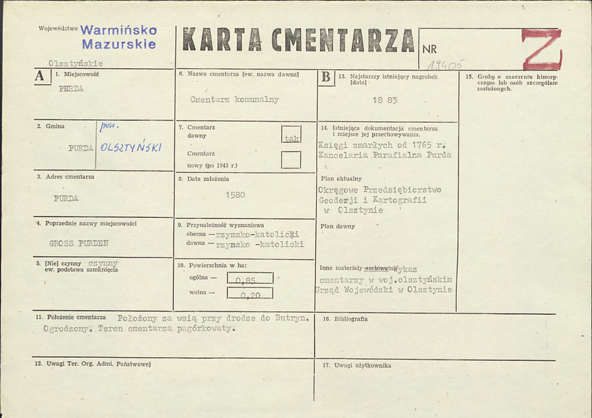 Karta cmentarza, skan nr 1