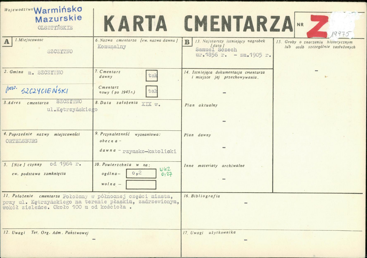 Karta cmentarza, skan nr 1