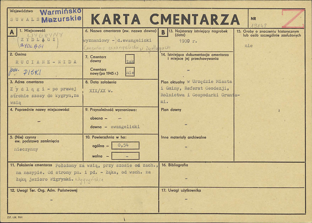 Karta cmentarza, skan nr 1