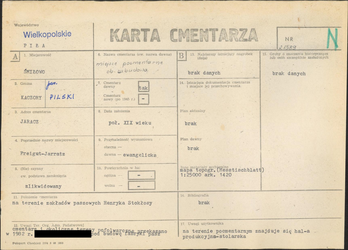 KC - Karta cmentarza, skan nr 1