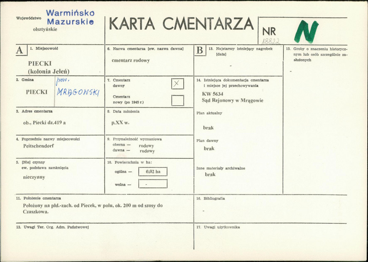 KC - Karta cmentarza, skan nr 1