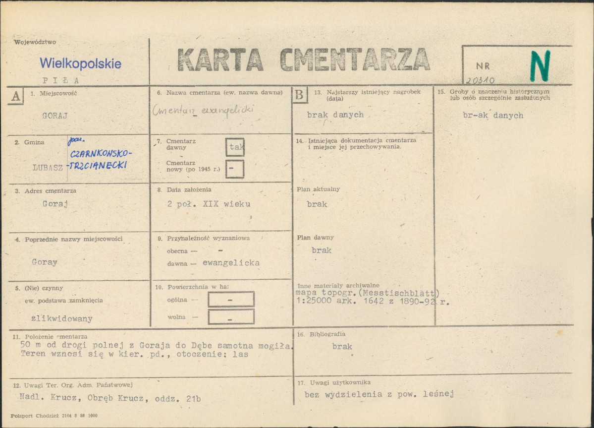 KC - Karta cmentarza, skan nr 1