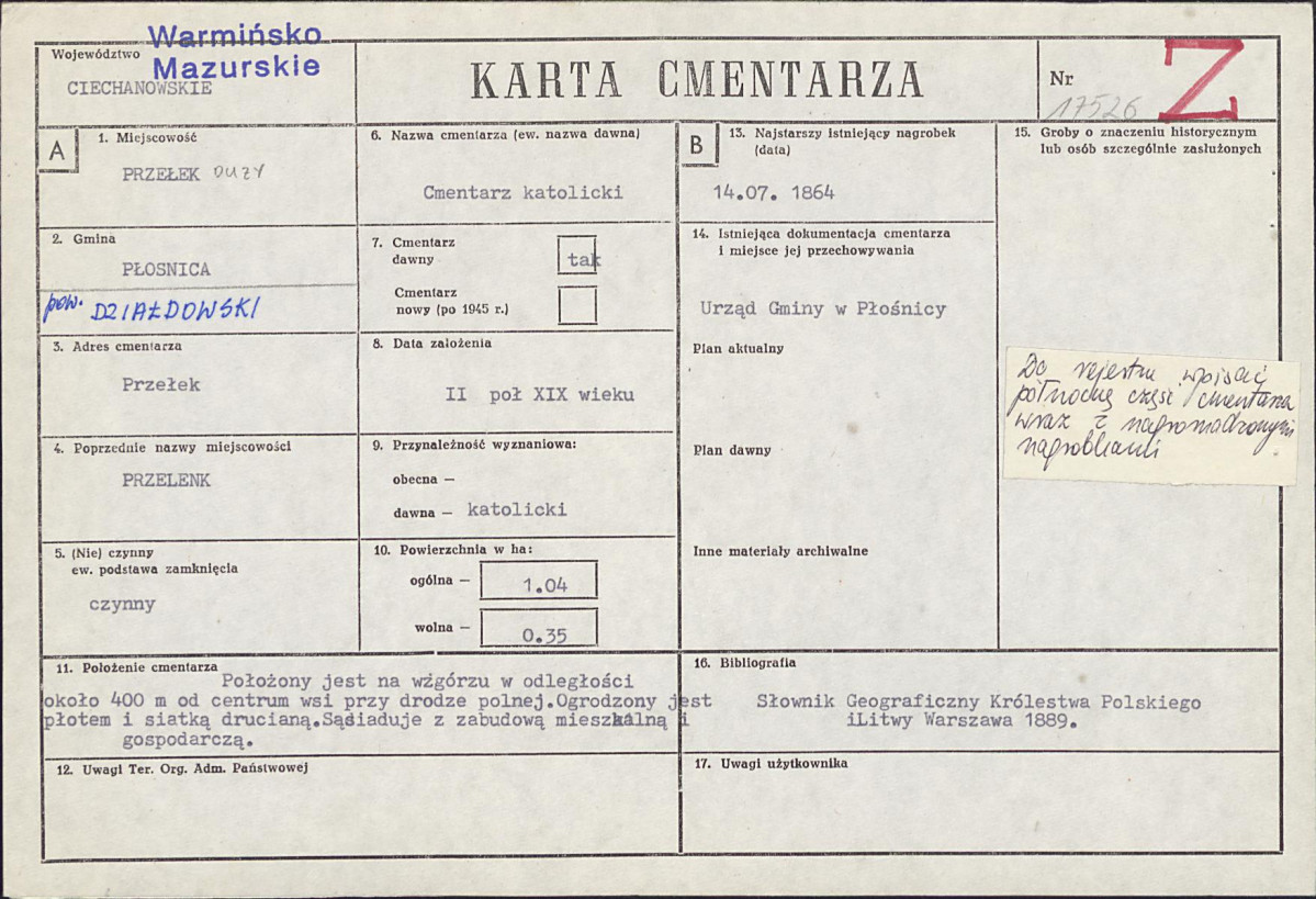 Karta cmentarza, skan nr 1