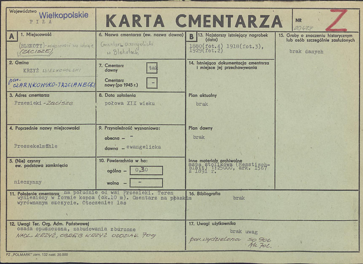 KC - Karta cmentarza, skan nr 1
