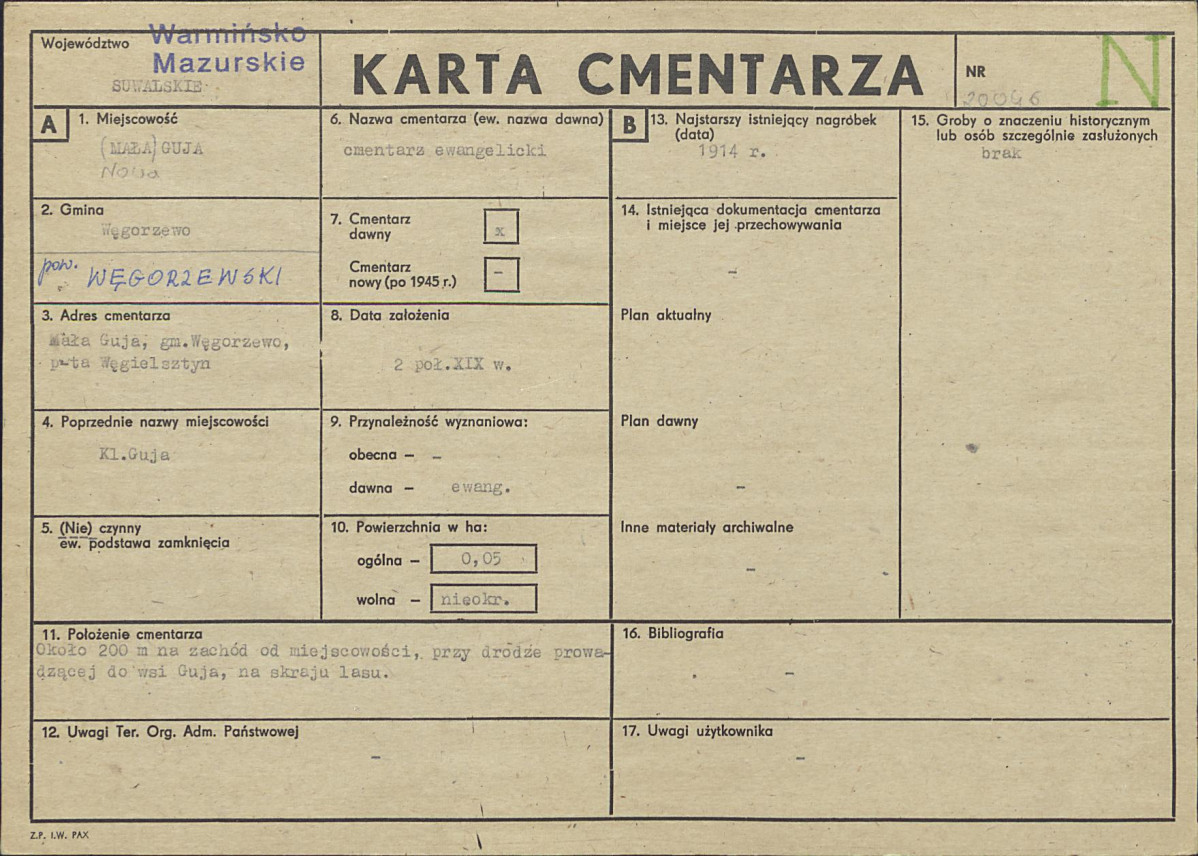 KC - Karta cmentarza, skan nr 1