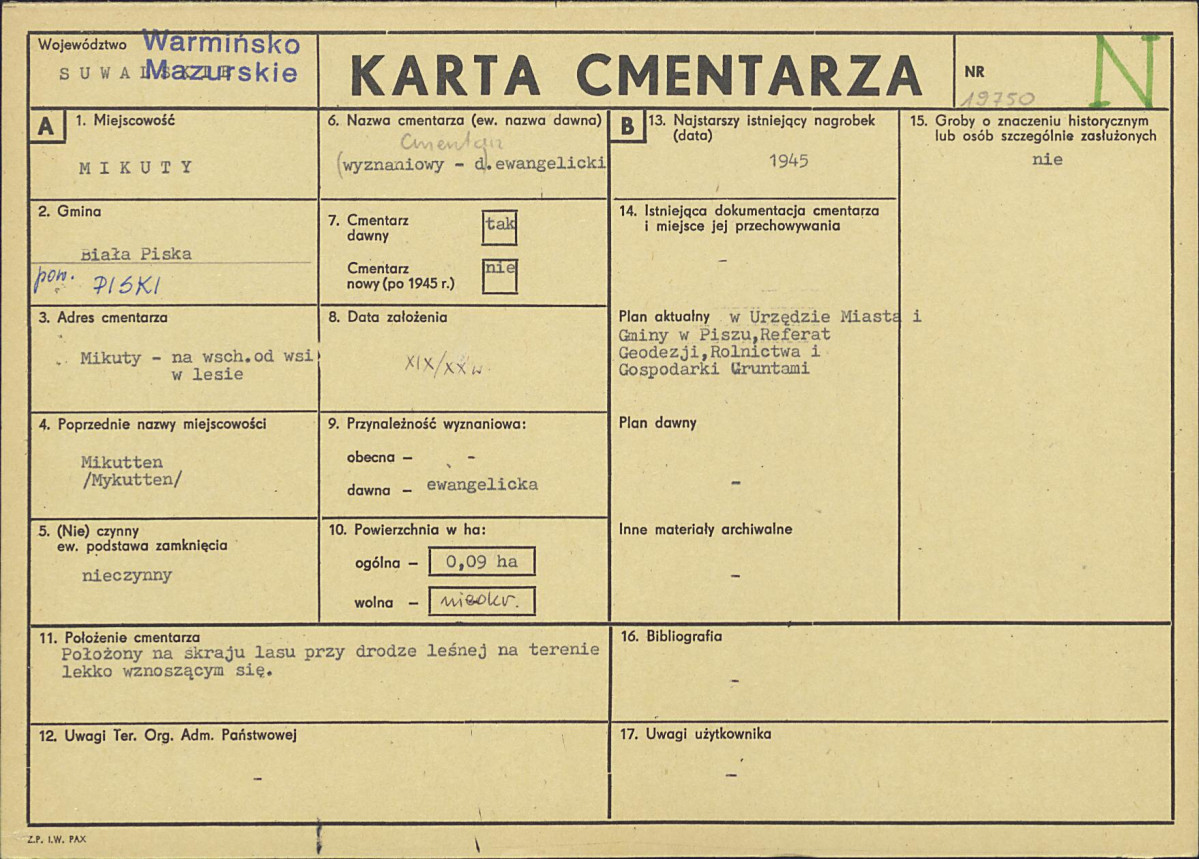Karta cmentarza, skan nr 1