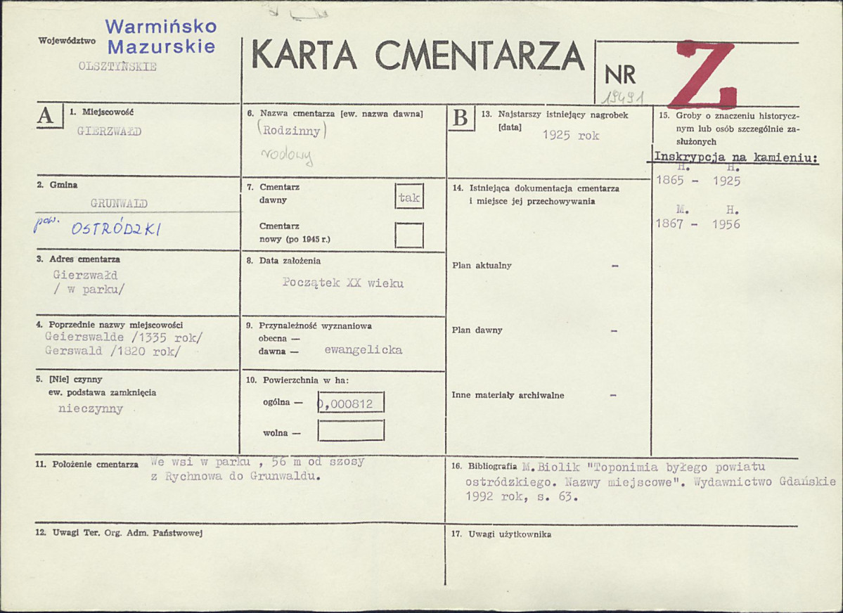 Karta cmentarza, skan nr 1