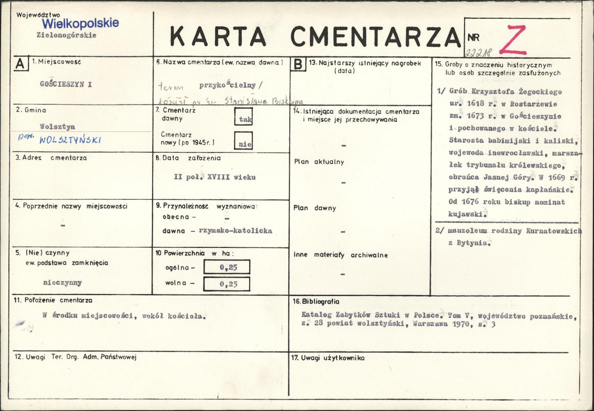KC - Karta cmentarza, skan nr 1