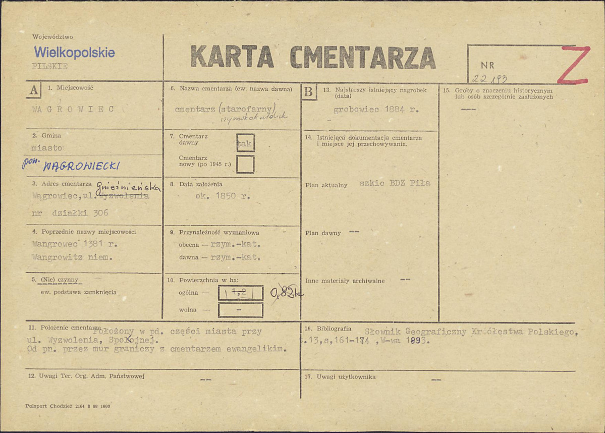KC - Karta cmentarza, skan nr 1