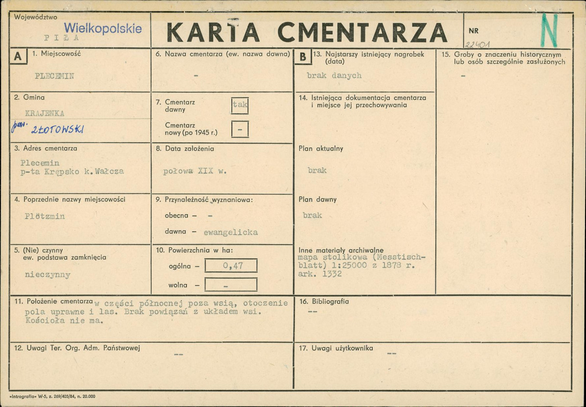 Karta cmentarza, skan nr 1