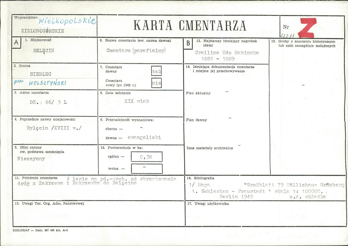 KC - Karta cmentarza, skan nr 1