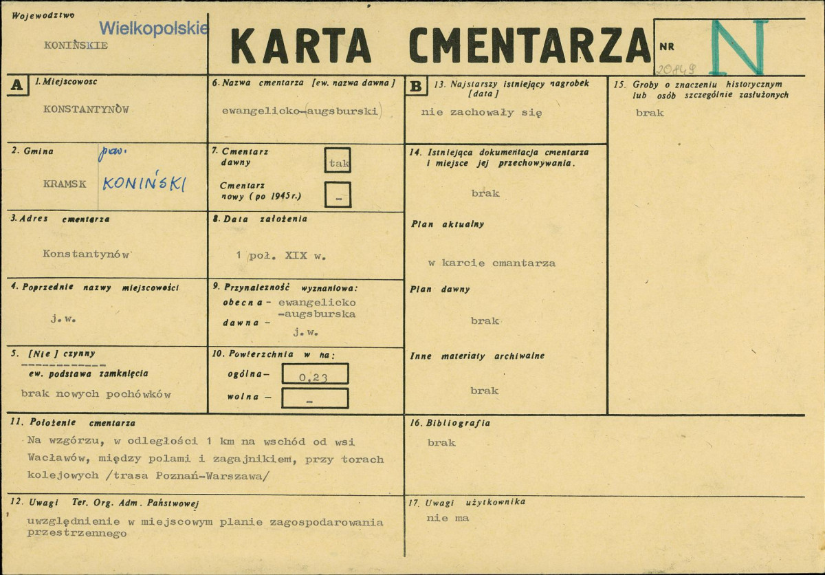 KC - Karta cmentarza, skan nr 1