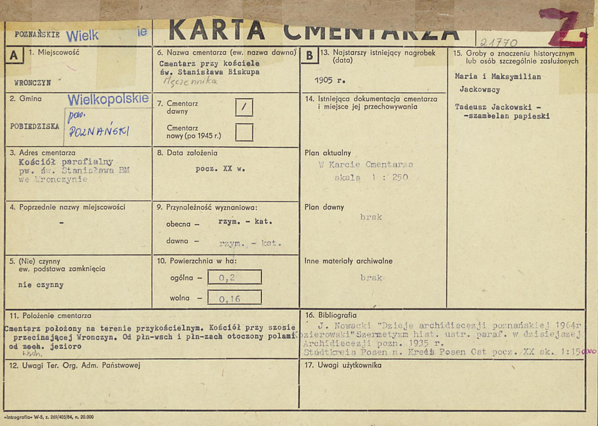KC - Karta cmentarza, skan nr 1