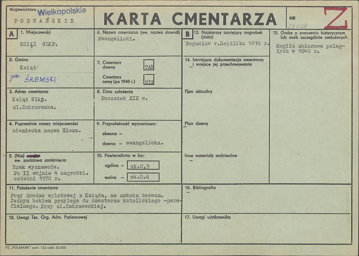 KC - Karta cmentarza, skan nr 1