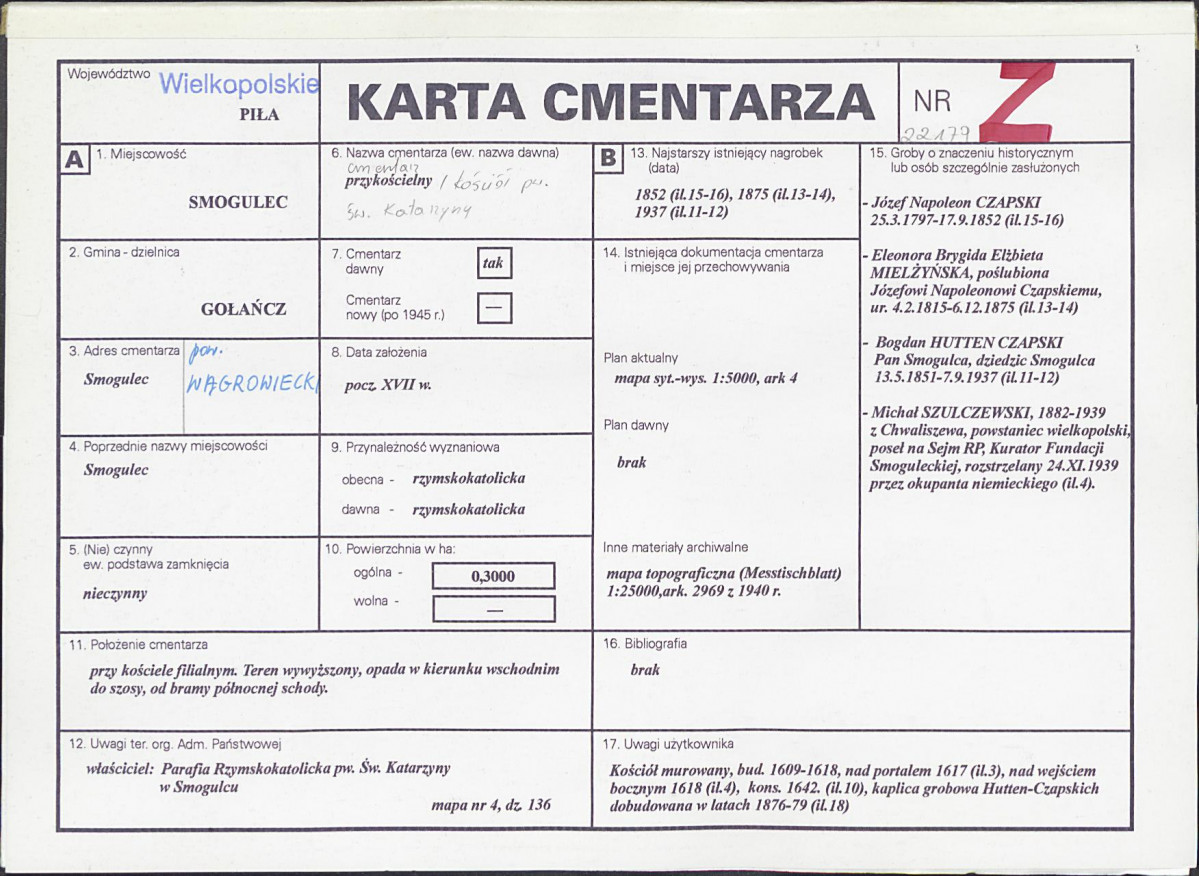 KC - Karta cmentarza, skan nr 1