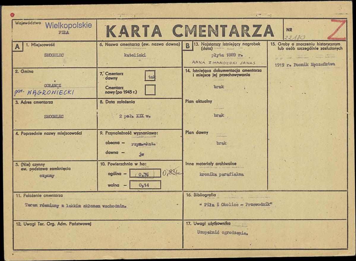 KC - Karta cmentarza, skan nr 1
