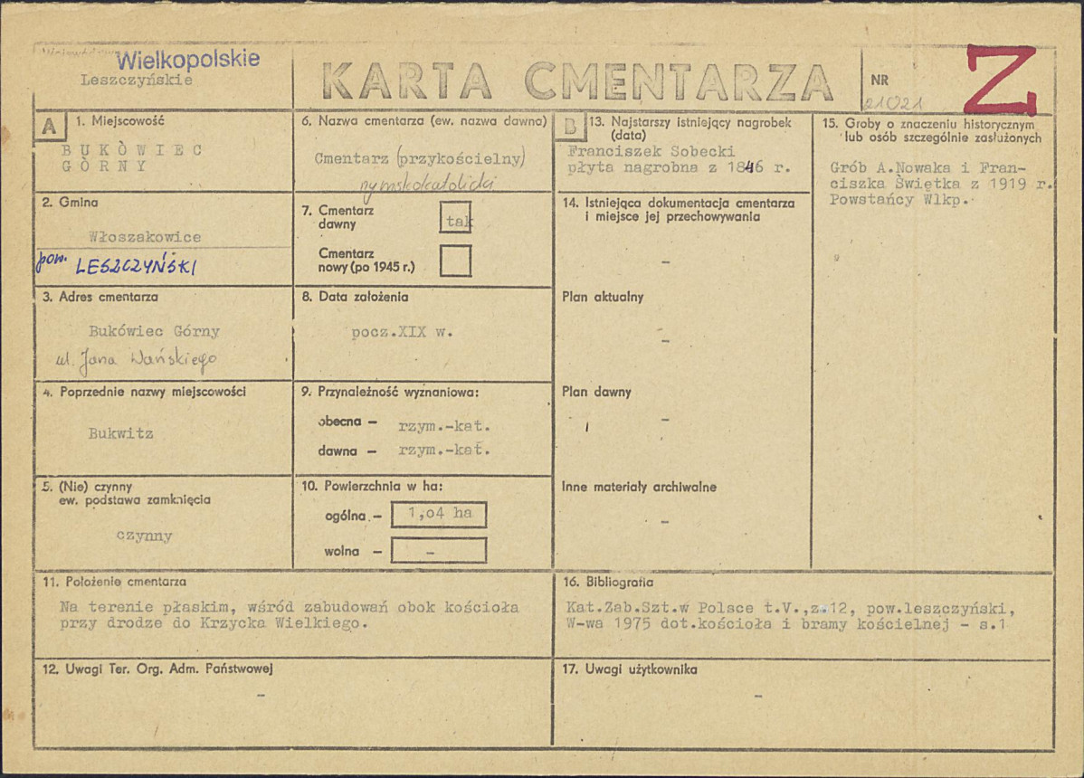Karta cmentarza, skan nr 1