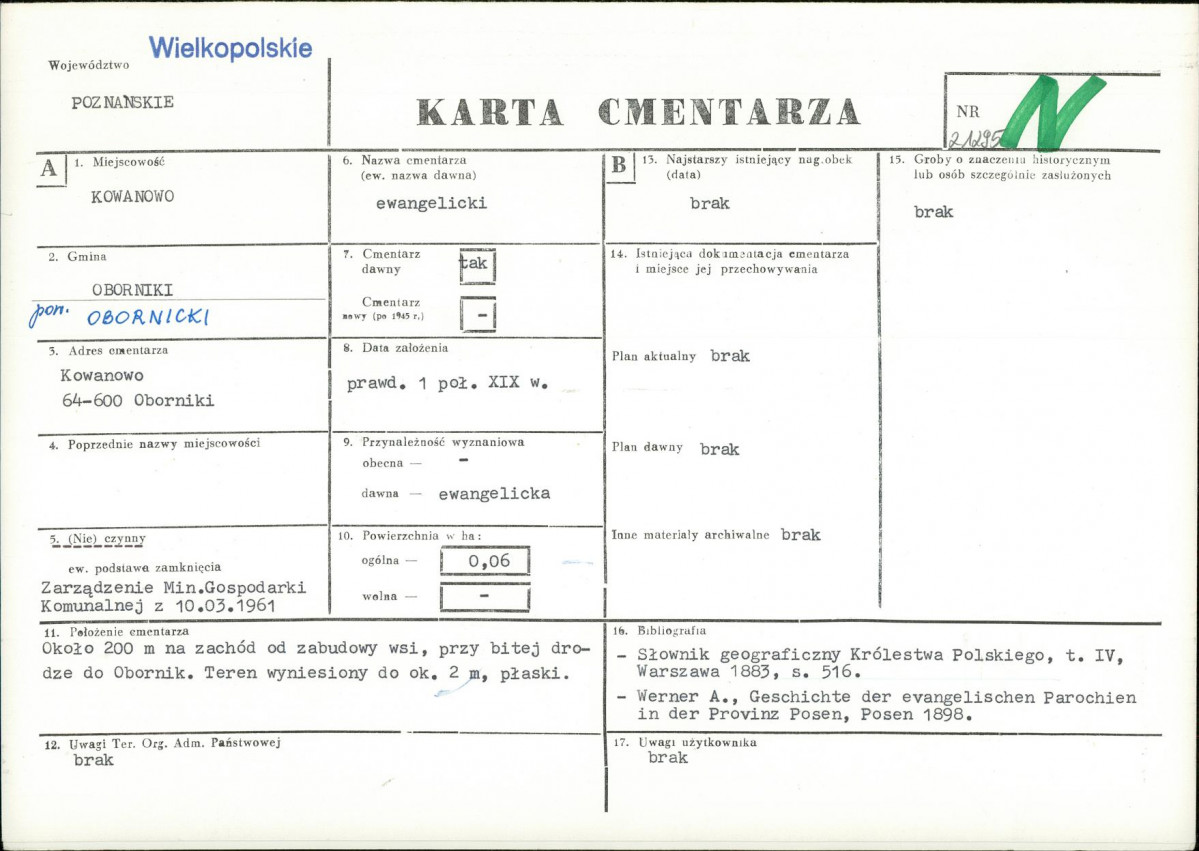 KC - Karta cmentarza, skan nr 1