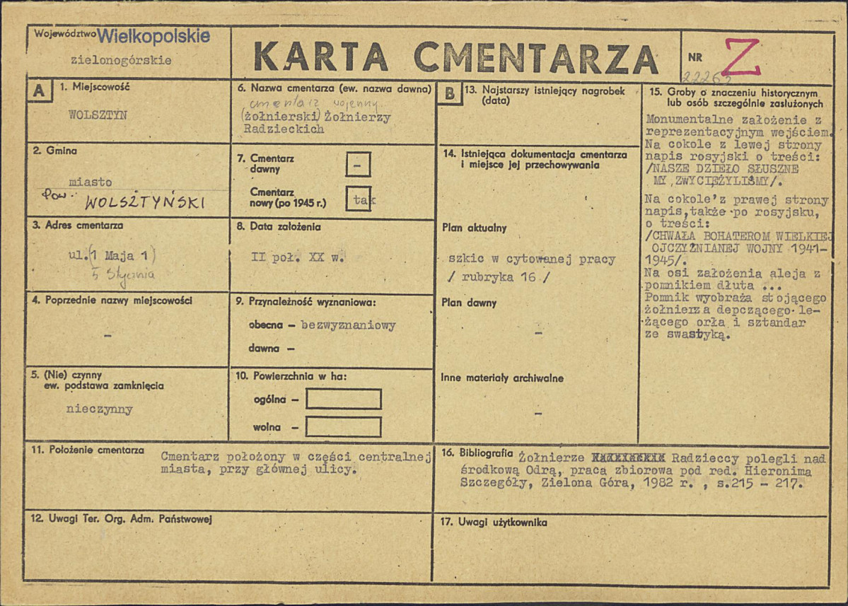 KC - Karta cmentarza, skan nr 1