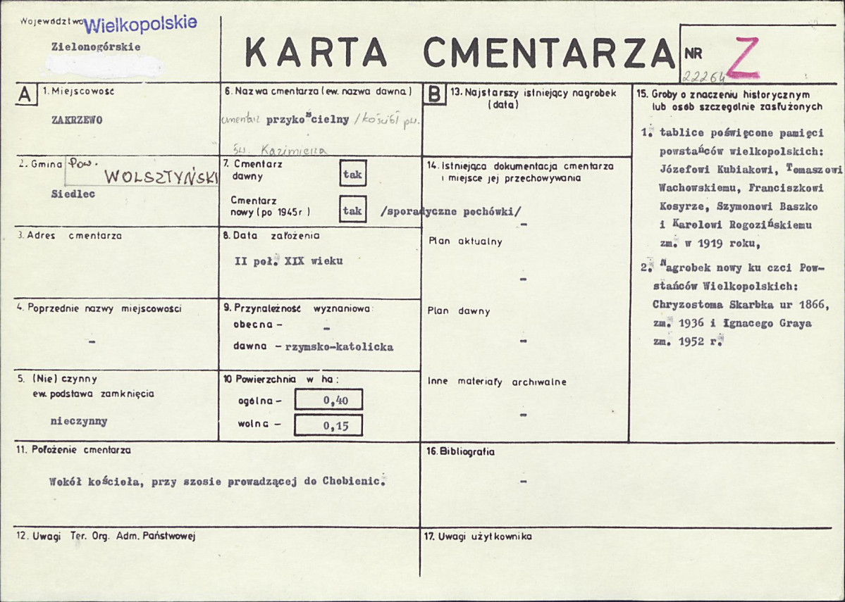 KC - Karta cmentarza, skan nr 1