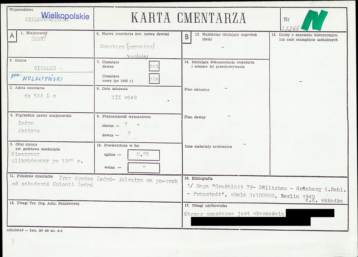 KC - Karta cmentarza, skan nr 1