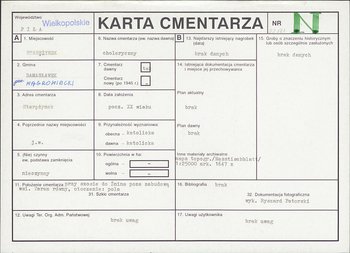 KC - Karta cmentarza, skan nr 1