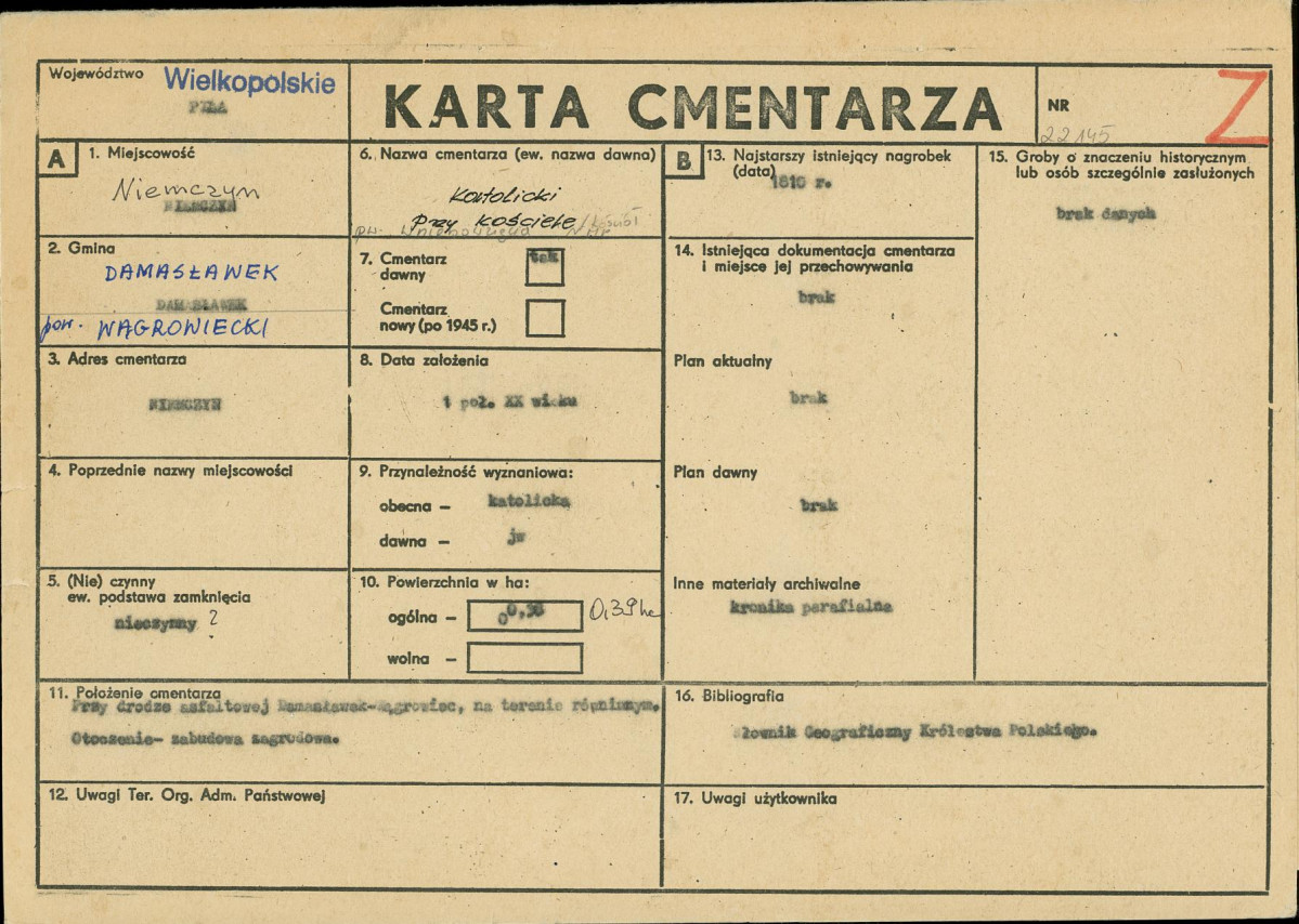 KC - Karta cmentarza, skan nr 1