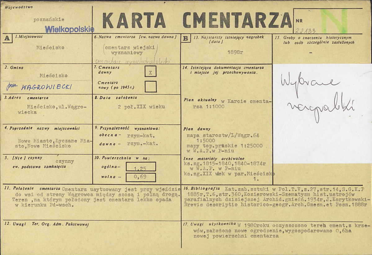 KC - Karta cmentarza, skan nr 1
