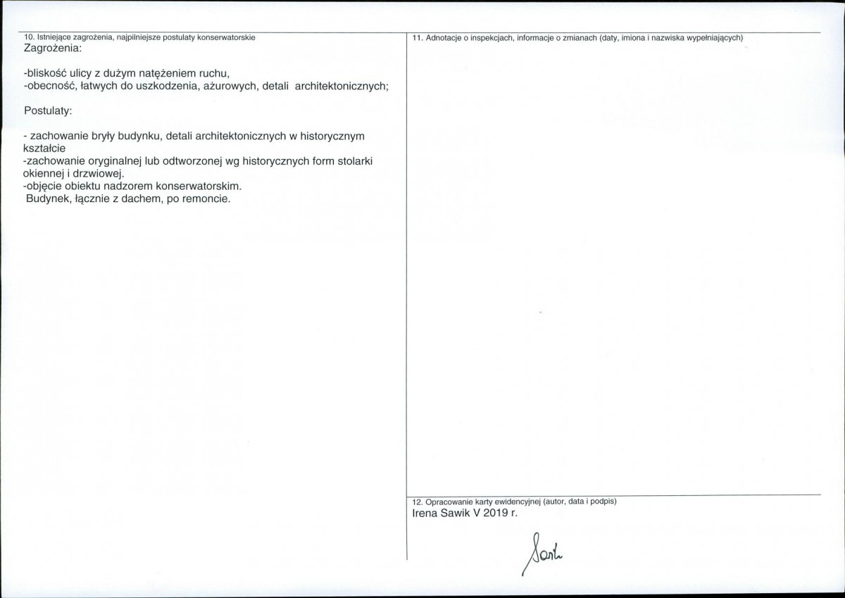 Karta obiektu niewpisanego do rejestru, skan nr 2