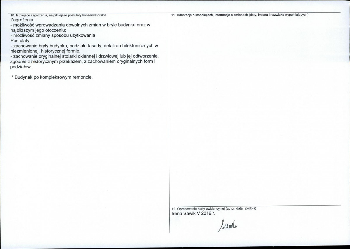 Karta obiektu niewpisanego do rejestru, skan nr 2