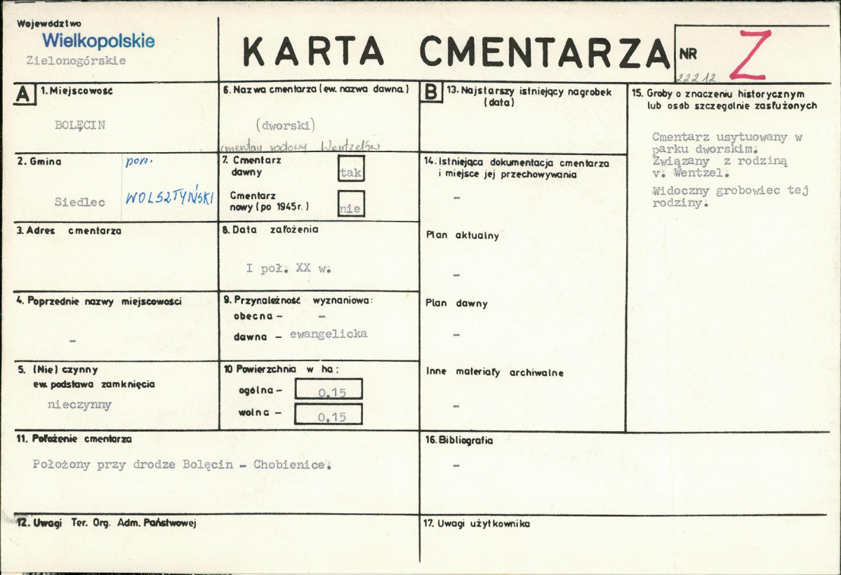 KC - Karta cmentarza, skan nr 1