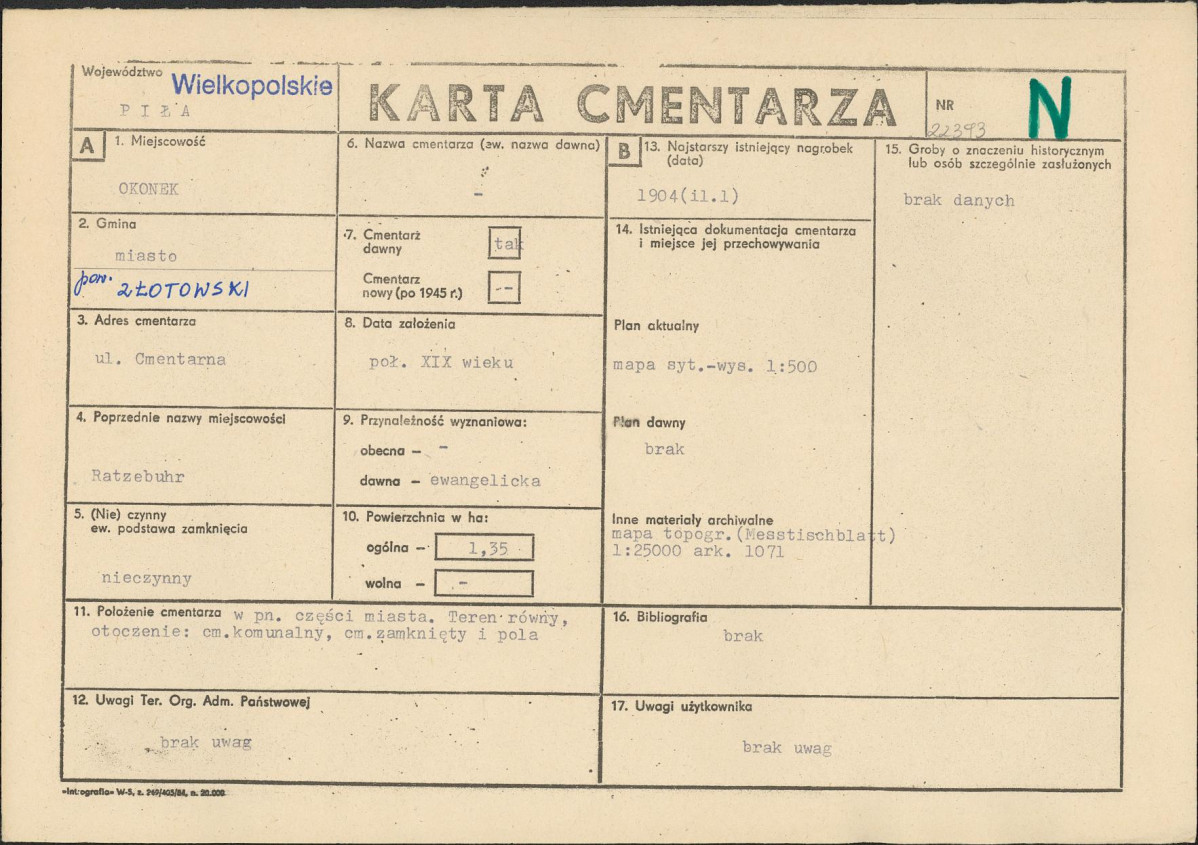 Karta cmentarza, skan nr 1