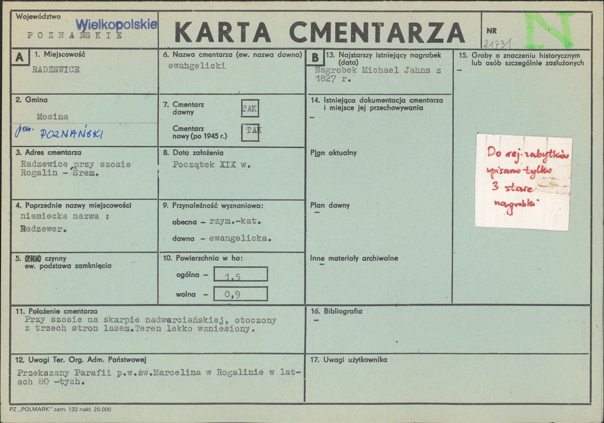 KC - Karta cmentarza, skan nr 1