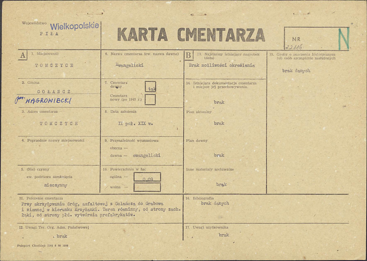 KC - Karta cmentarza, skan nr 1
