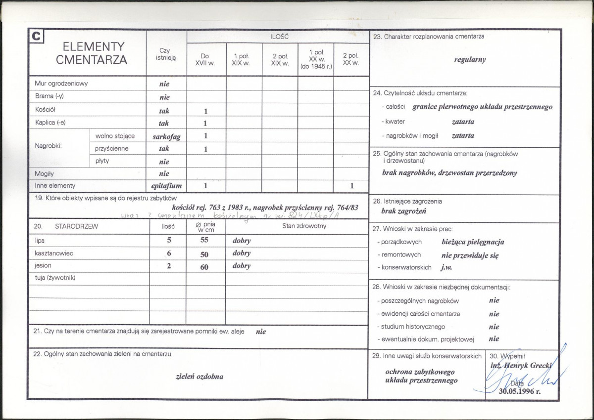 KC - Karta cmentarza, skan nr 2